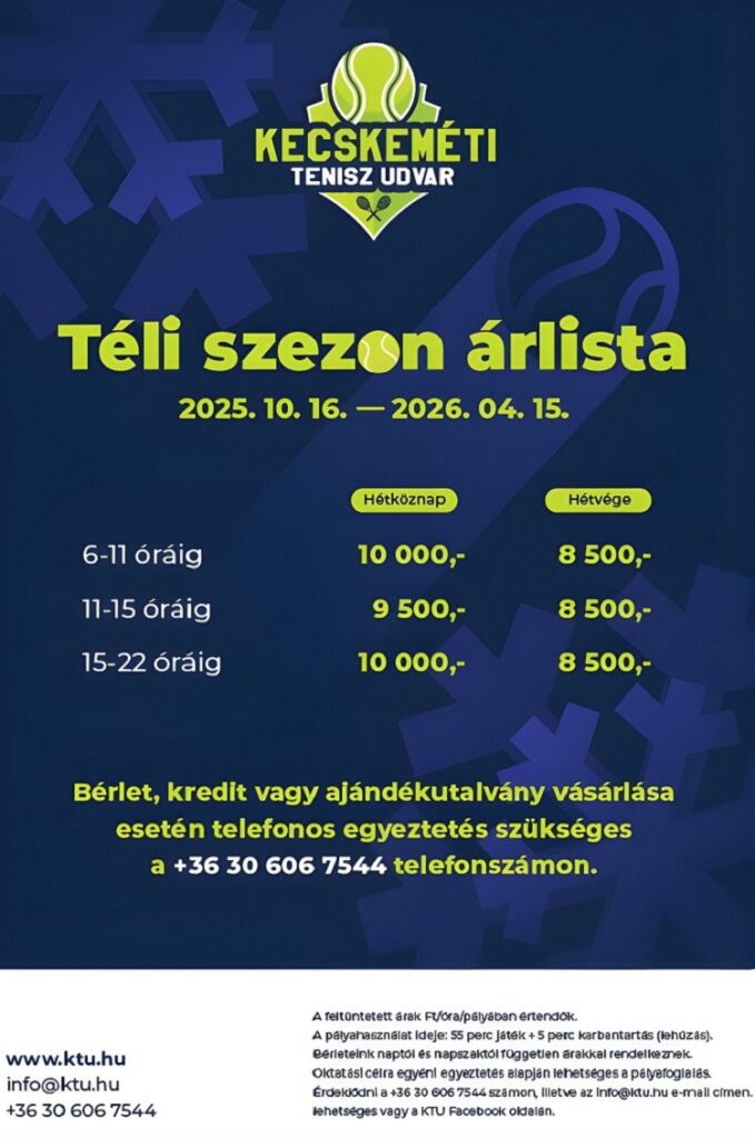 Téli szezon árlista